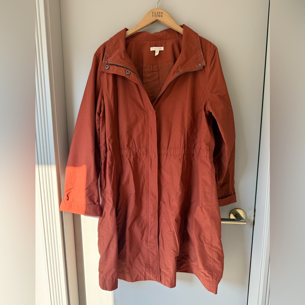 Eileen Fisher Rust Orange Lightweight Coat